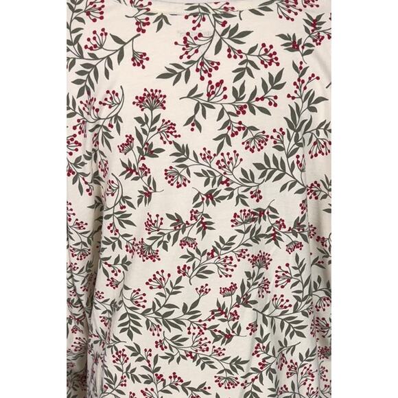Woman Within Size 22/24 1X Long Sleeve TShirt Holiday Holly Berry Cotton Poly - Picture 7 of 8